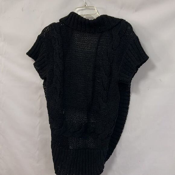 HAIKU KNITTED BLACK SHORTS SLEEVE OPEN CARDIGAN‎ SWEATER SIZE S - Picture 4 of 8